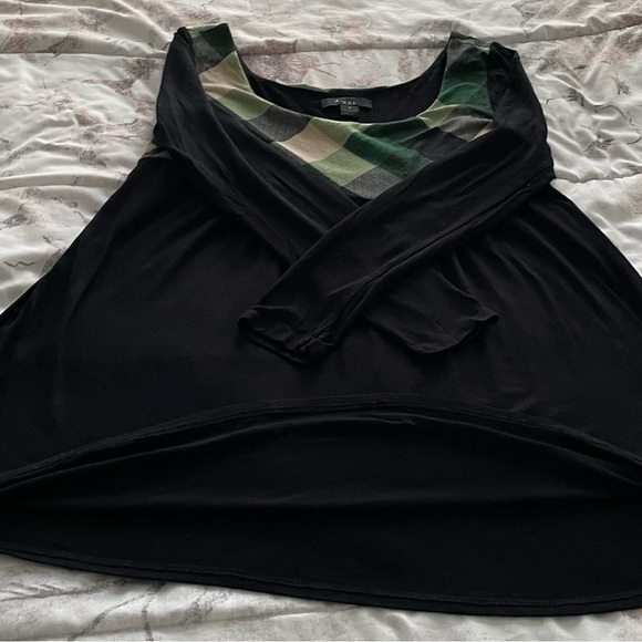 Vintage Forever 21 Y2K Black tunic with green plaid detailing size S Made in USA - Picture 12 of 14